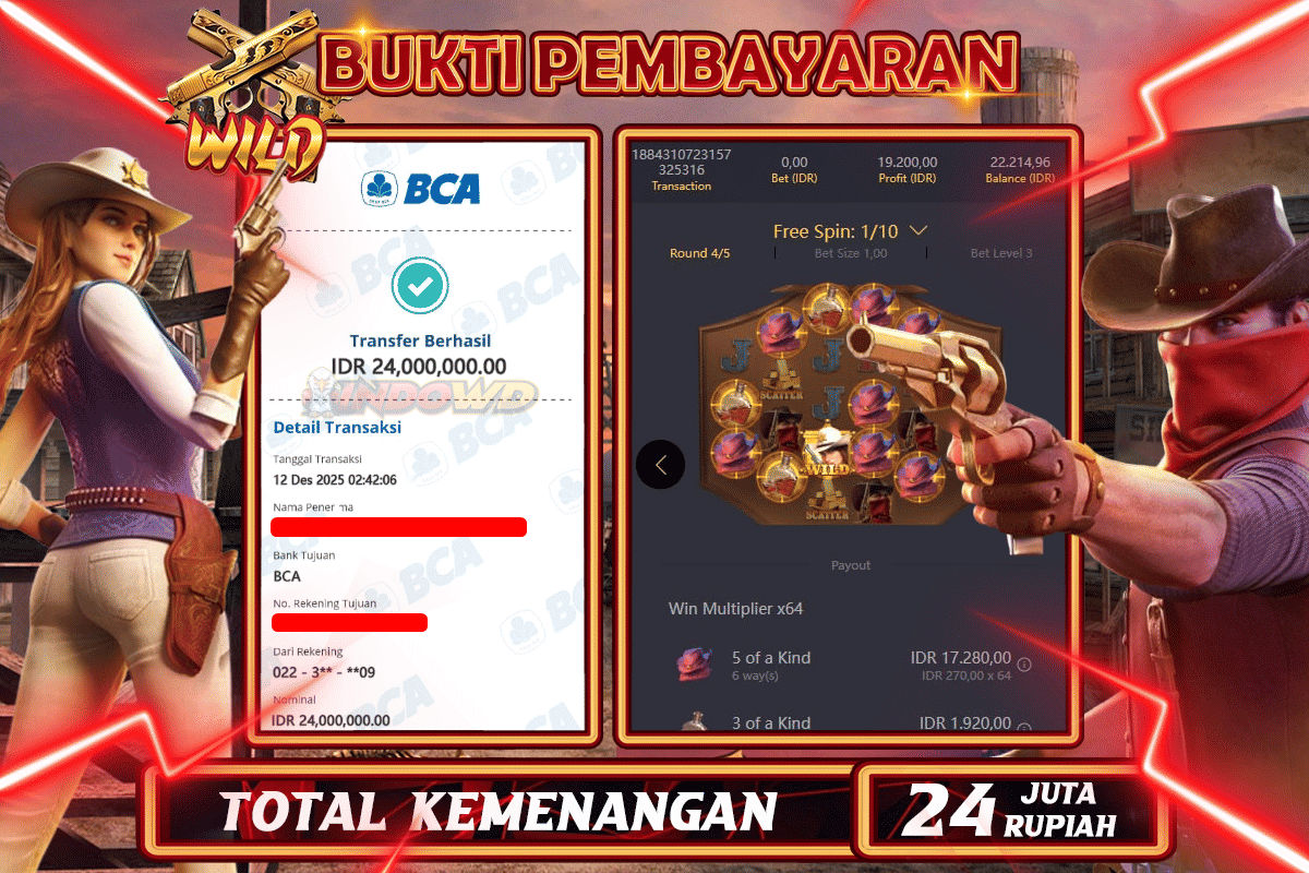 INDOWD JACKPOT SLOT WILD BOUNTY SHOWDOWN Rp 24.000.000,- LUNAS