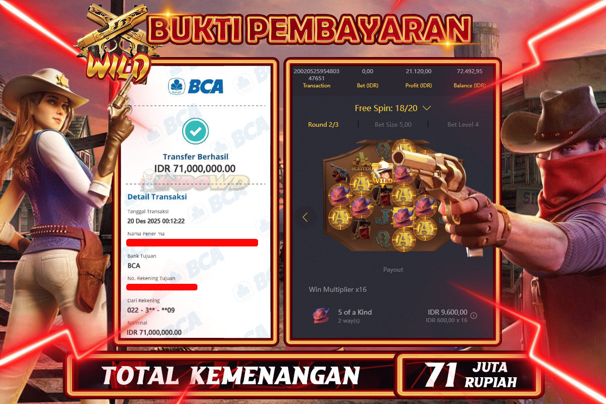 INDOWD JACKPOT SLOT WILD BOUNTY SHOWDOWN Rp 71.000.000,- LUNAS