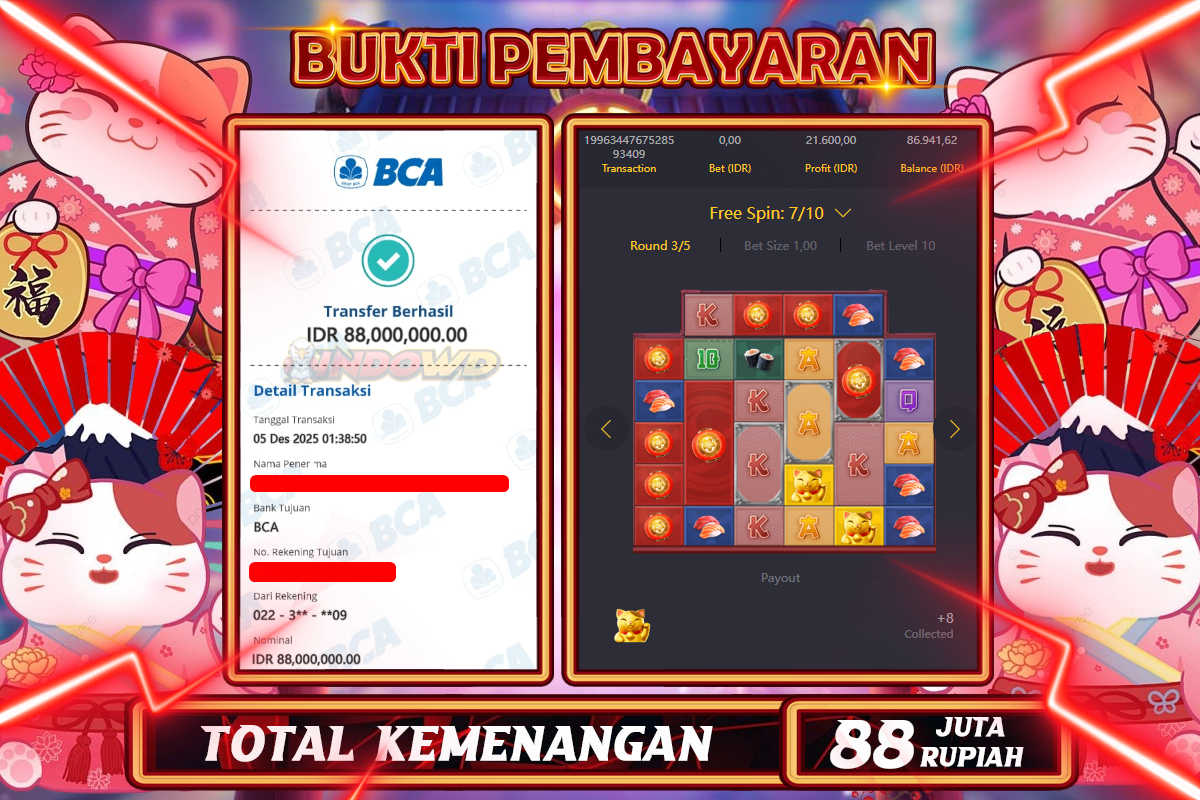 INDOWD JACKPOT SLOT LUCKY NEKO Rp 88.000.000,- LUNAS