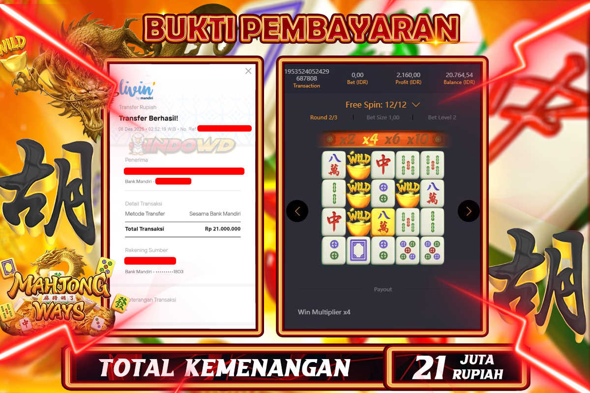 INDOWD JACKPOT SLOT MAHJONG WAYS 1 Rp 21.000.000,- LUNAS