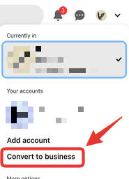 pinterest convert to business