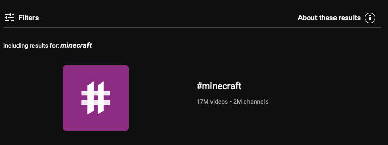 youtube hashtag results
