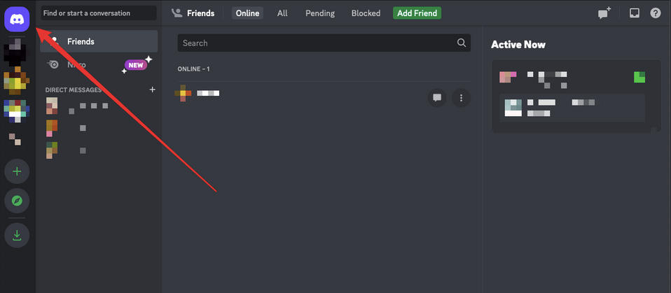 Discord main dashboard