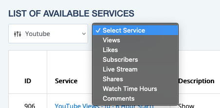 qqtube services & pricing page filters