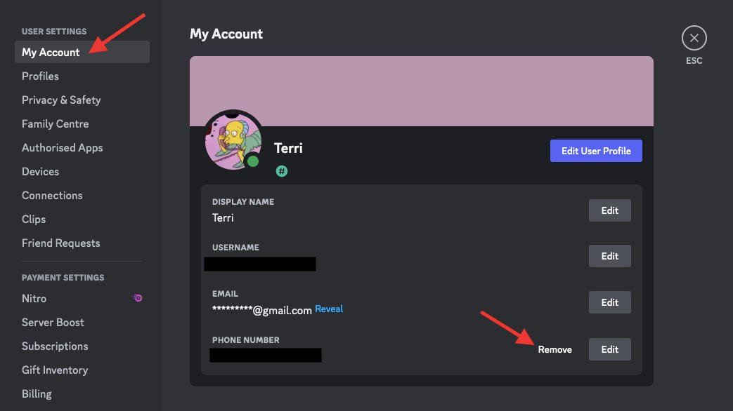 discord account settings page