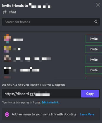 Discord friend list popup