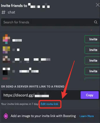 Discord edit invite link