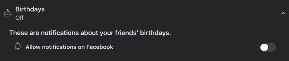 facebook birthday notifications