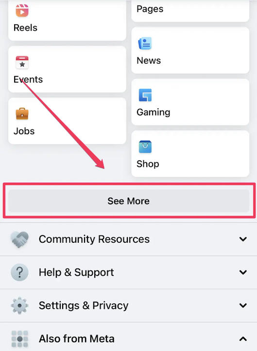 facebook see more menu