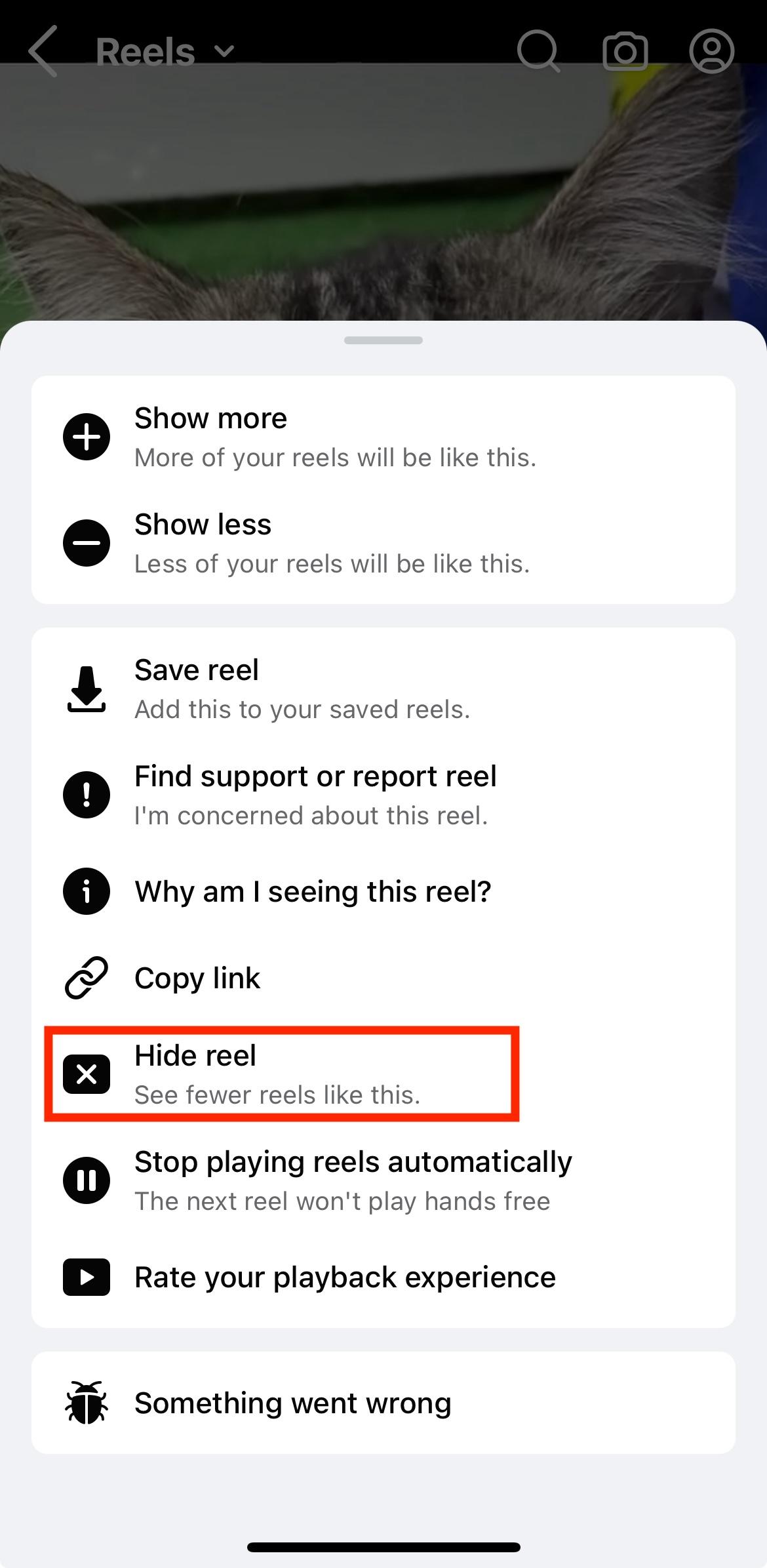 facebook hide reel