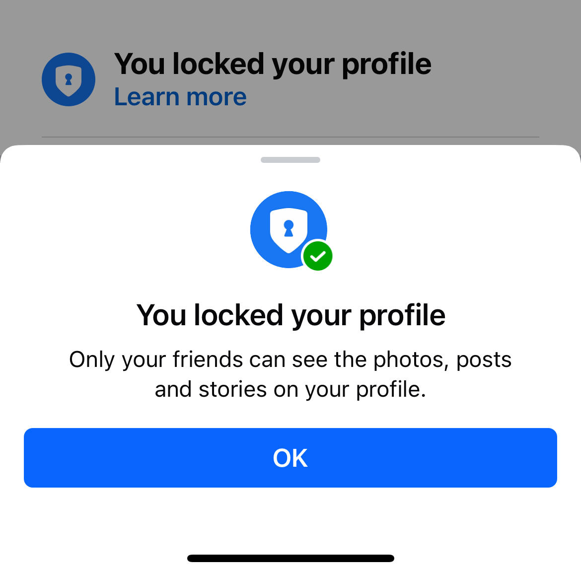 facebook lock your profile ok