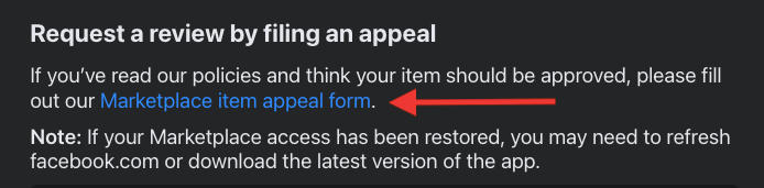 facebook marketplace appeal form