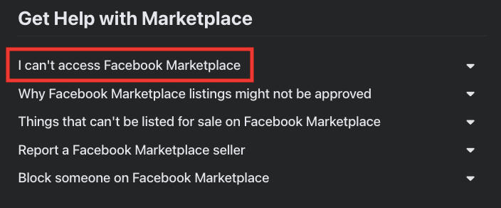 facebook i can't access marketplae