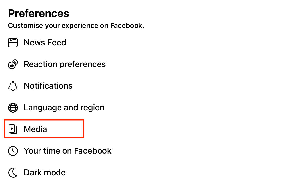 facebook mobile media settings