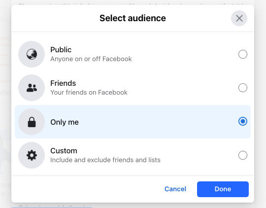 facebook privacy options