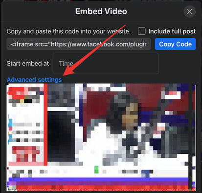 Facebook embed advanced settings