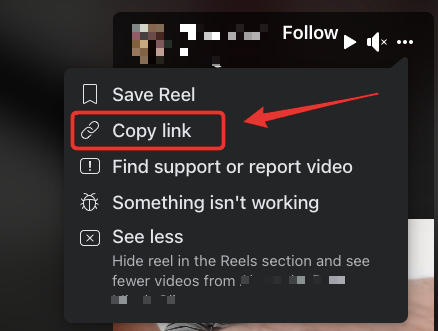 Facebook reels copy link