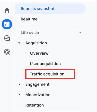 google analytics reports traffic acquisition