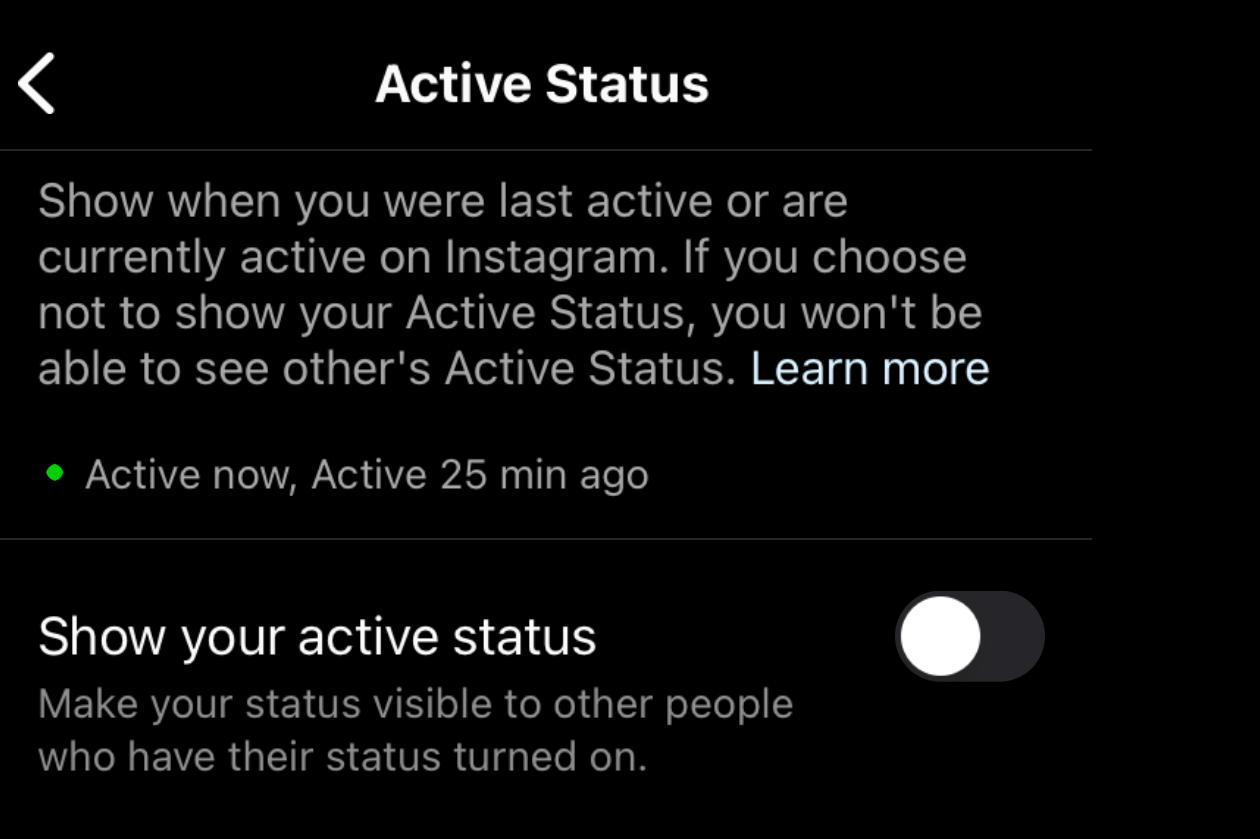 instagram activity status toggle