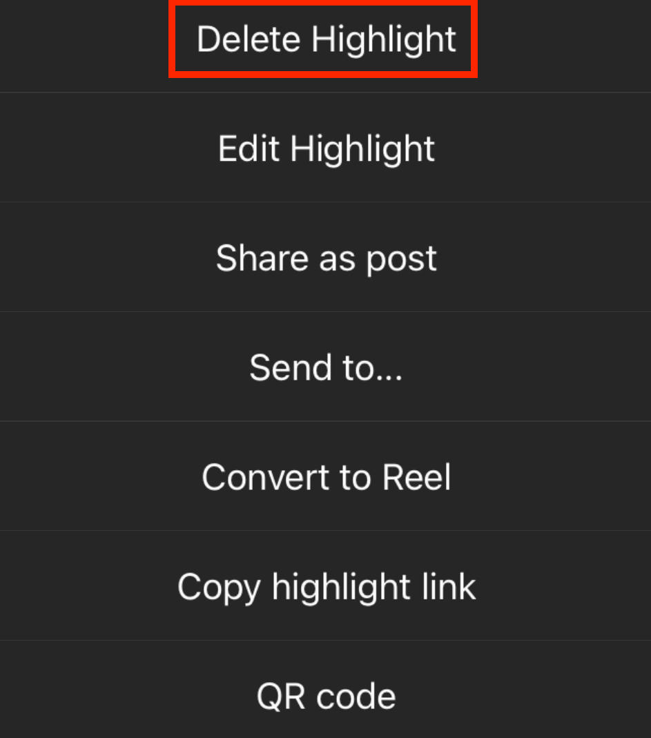 instagram delete highlight