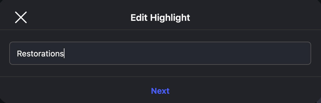 instagram desktop edit highlight name