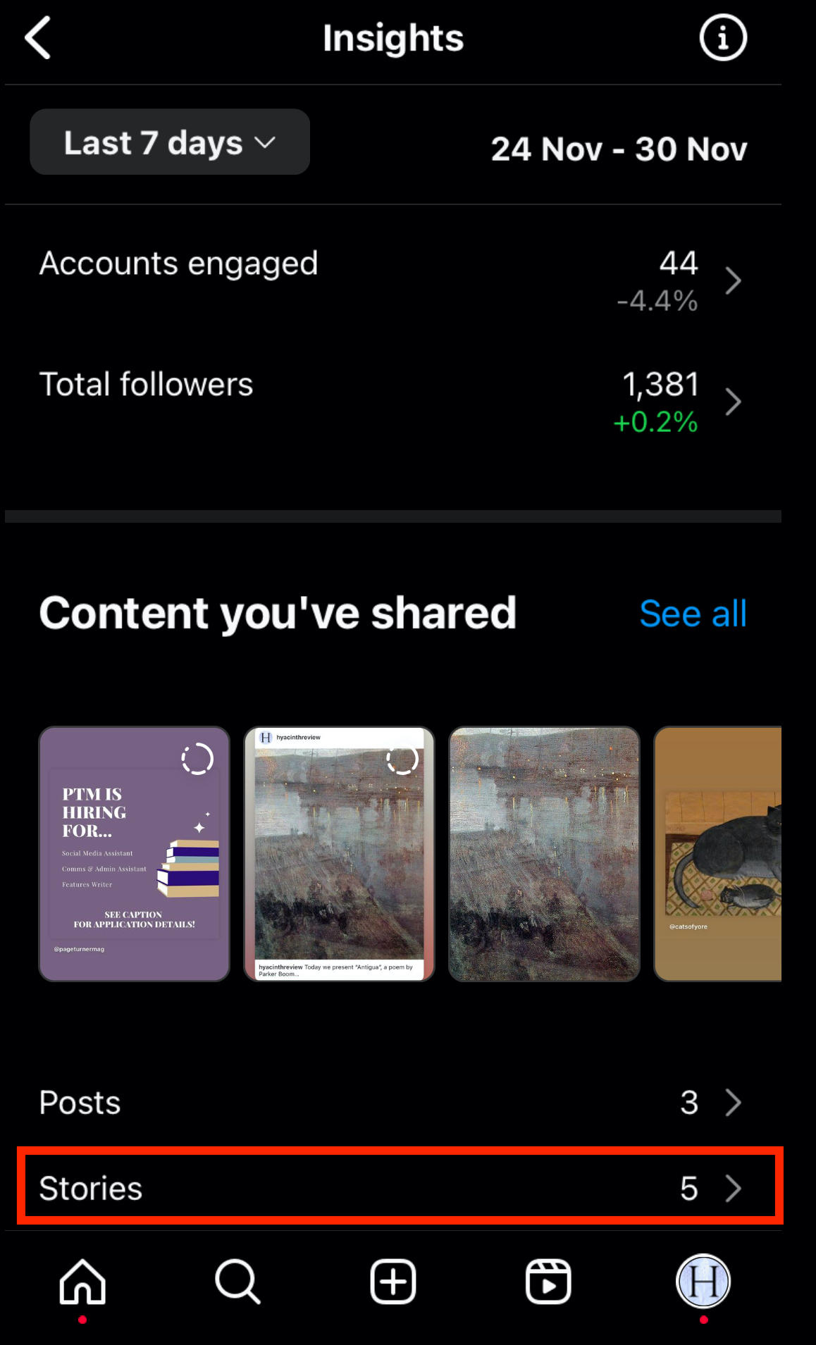 instagram insights stories