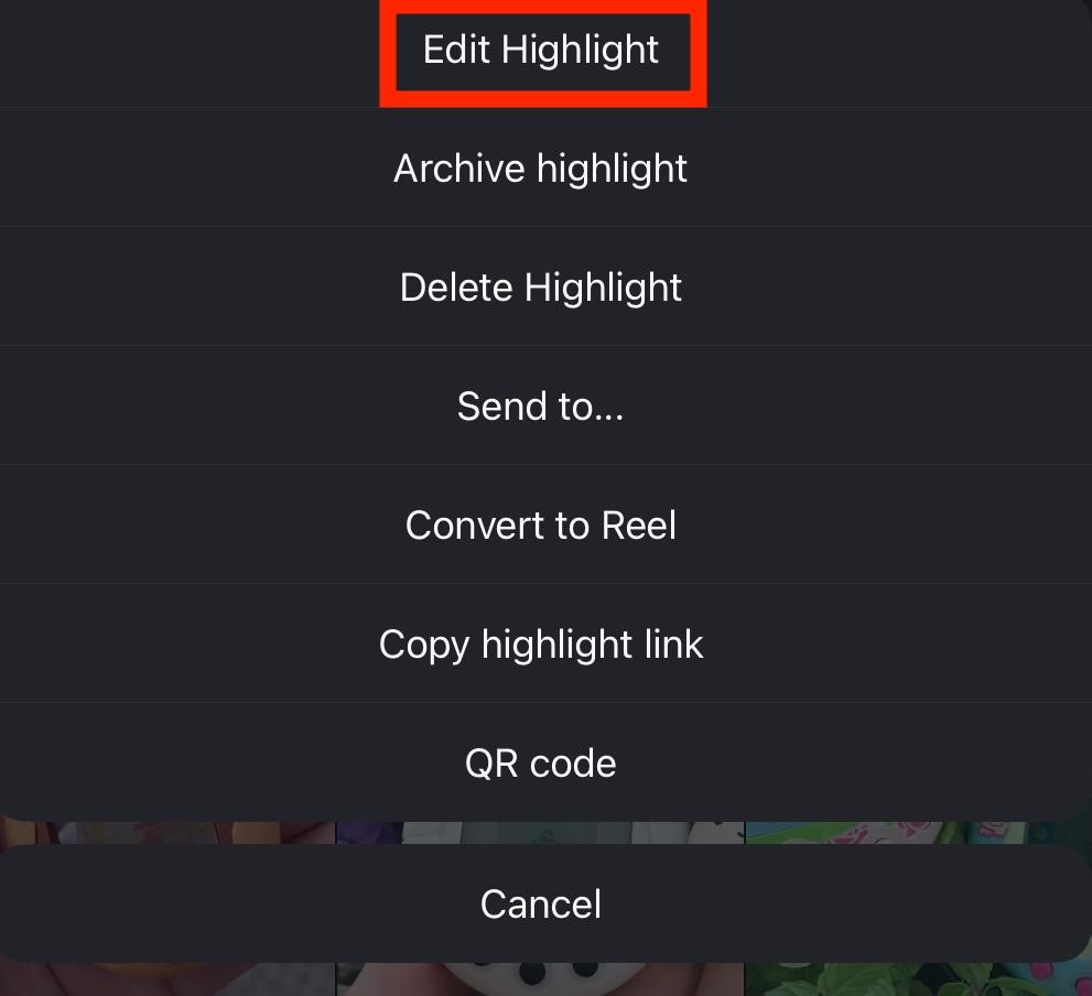 instagram mobile edit highlight