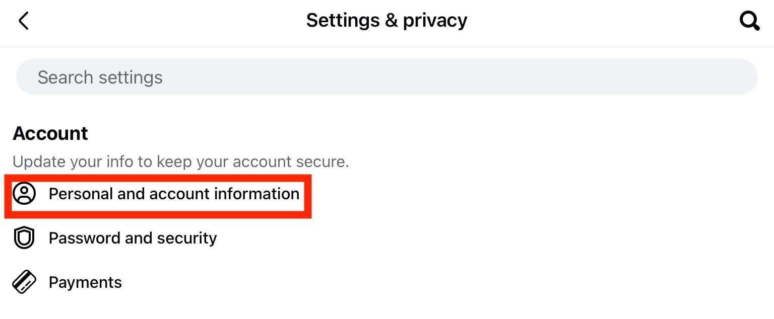 facebook personal and account information