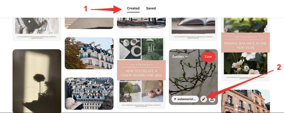 pinterest created pins