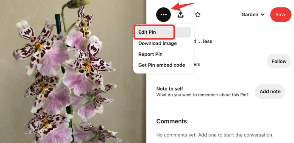 pinterest edit pin menu