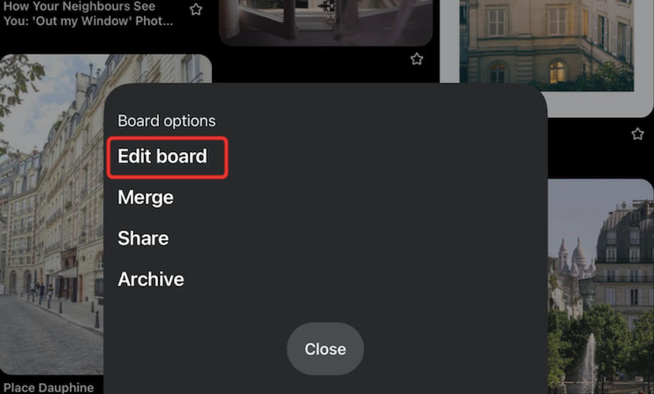 pinterest edit board