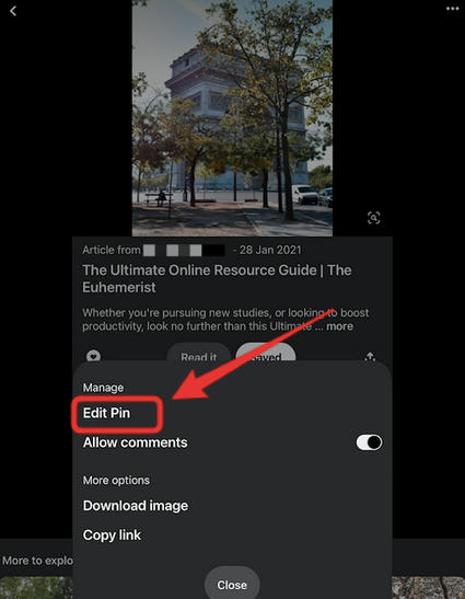 pinterest edit pin option