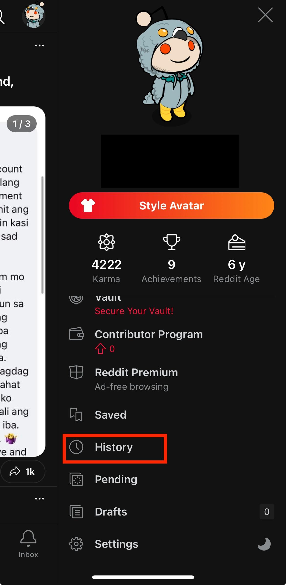 reddit profile history