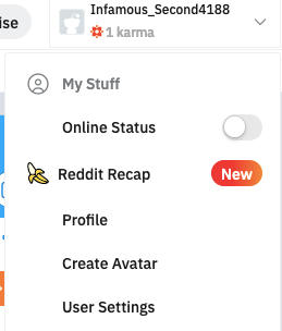 reddit profile menu