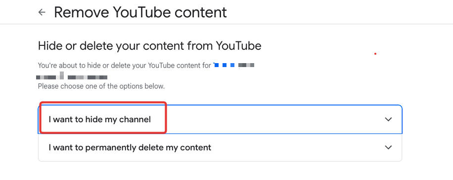 youtube i want to hide my channel