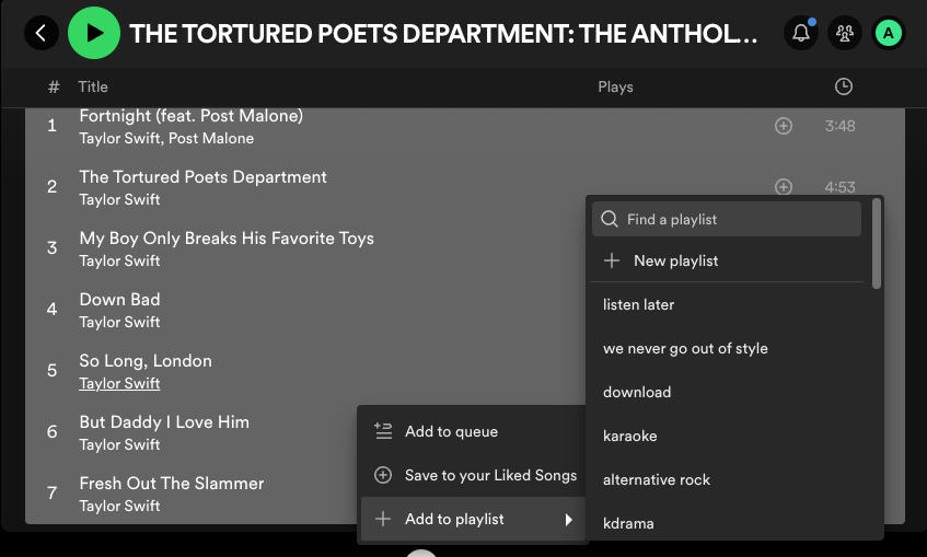 spotify desktop add to playlist