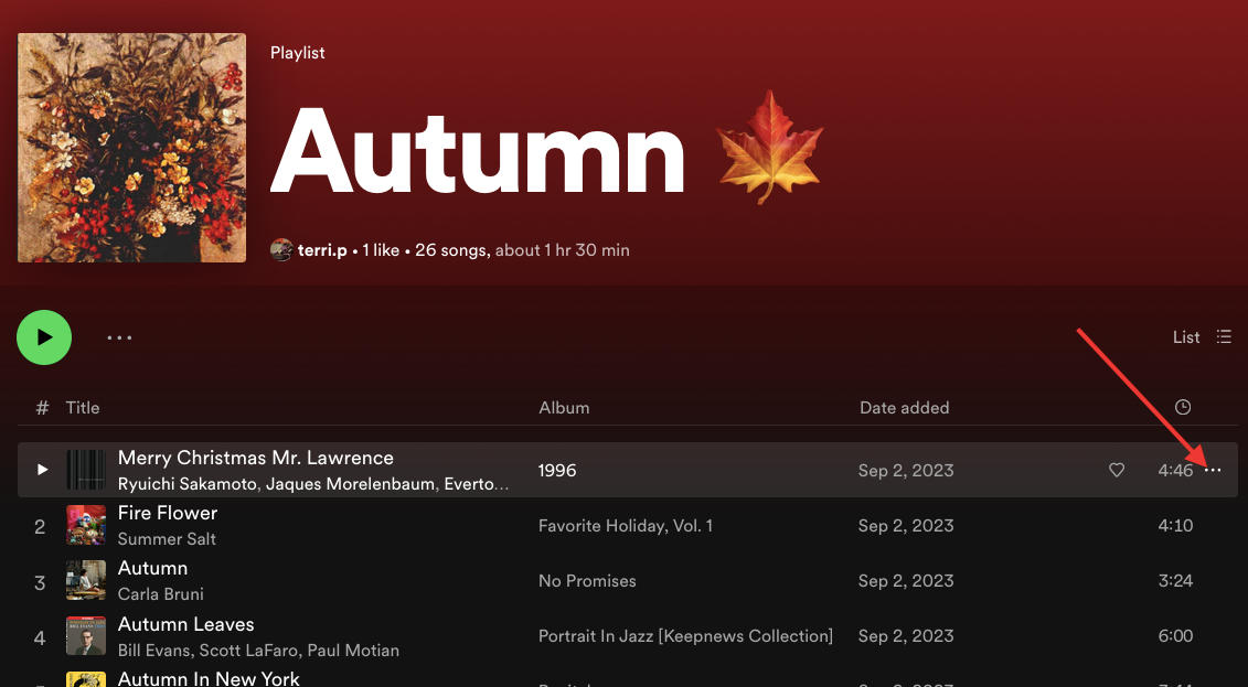 spotify desktop track menu