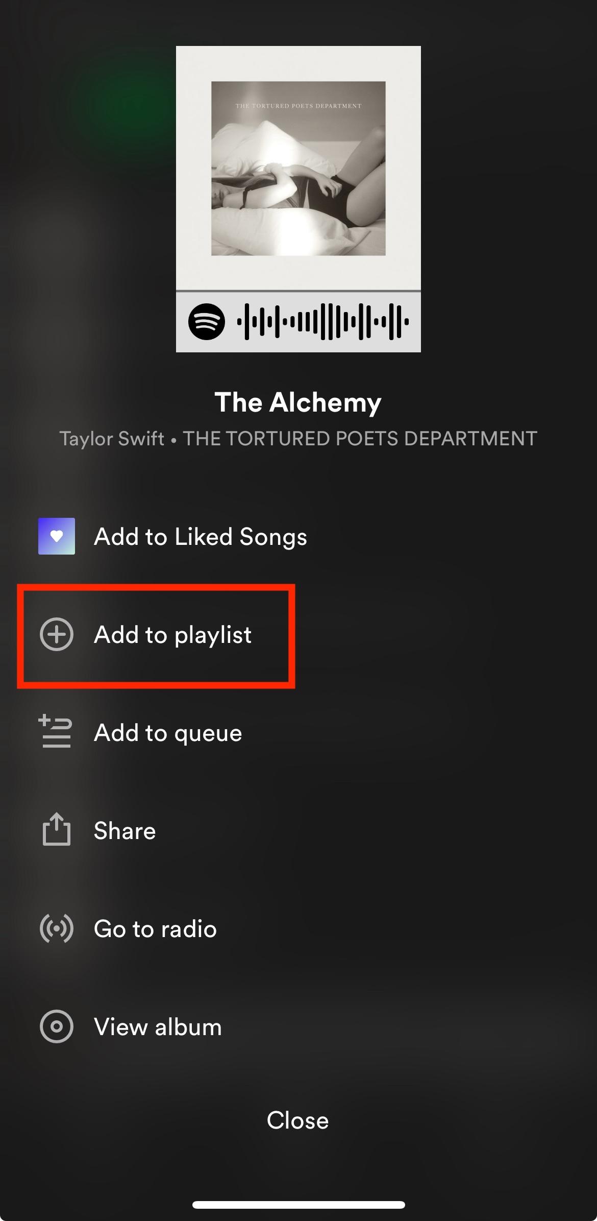 spotify mobile add to playlist