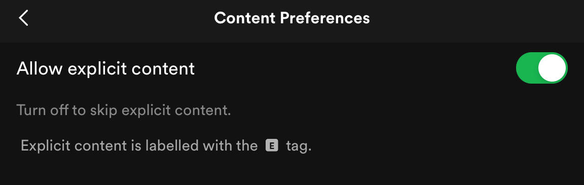 spotify explicit content settings mobile