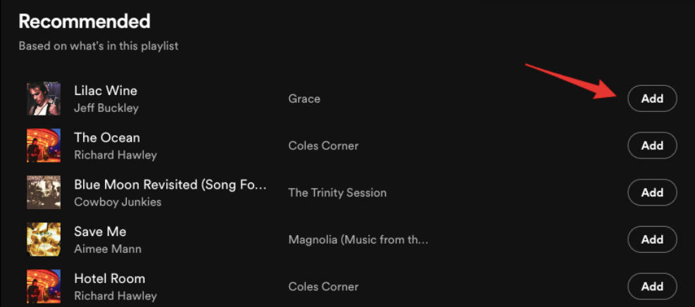 spotify add playlist recommended section