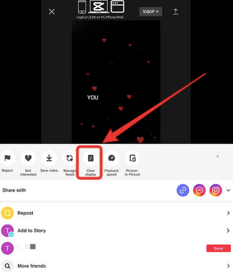 tiktok clear mode menu