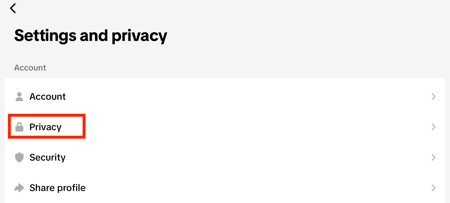 settings and privacy tiktok