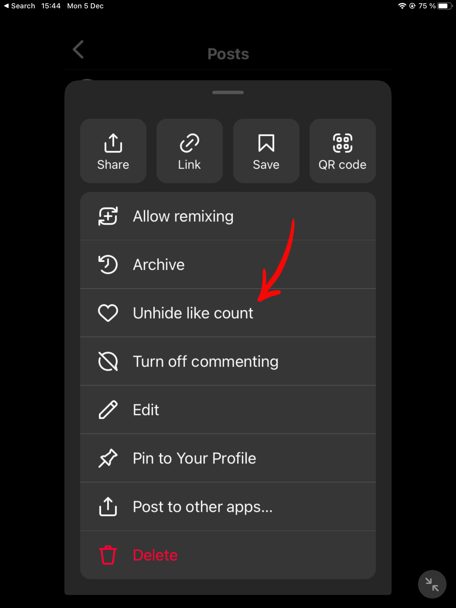 instagram unhide like count