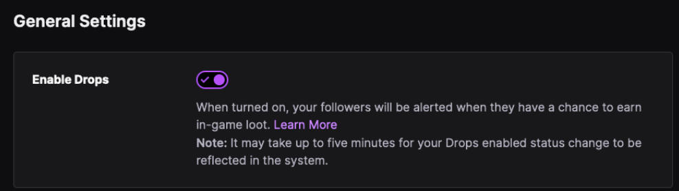 twitch drops toggle on