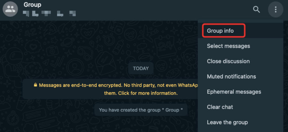 whats app group info menu