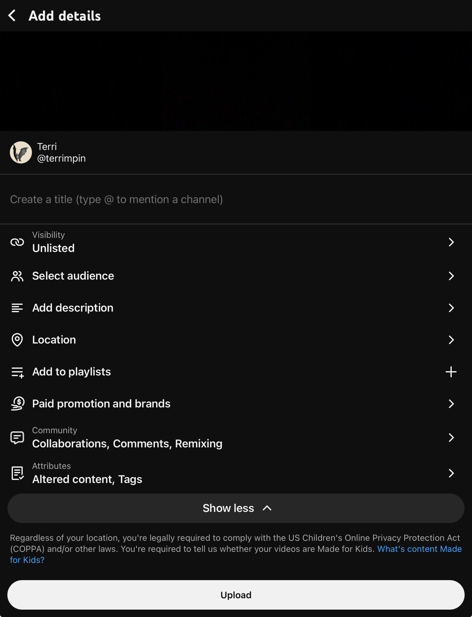 youtube mobile details page