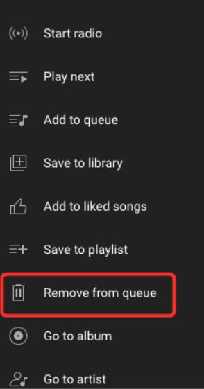 youtube music remove from queue