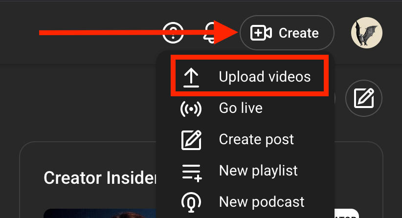youtube create upload videos