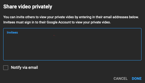 youtube share privately via email