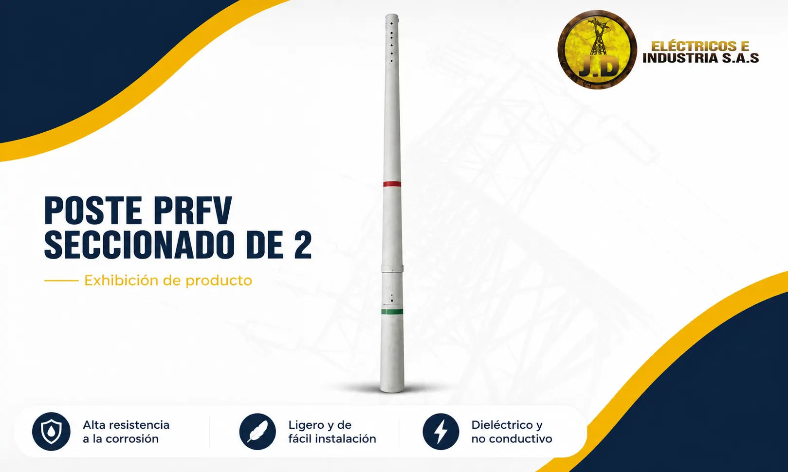 Poste Fibra de Vidrio Seccionado 14 m 750 Kgf, imagen 1 de 2